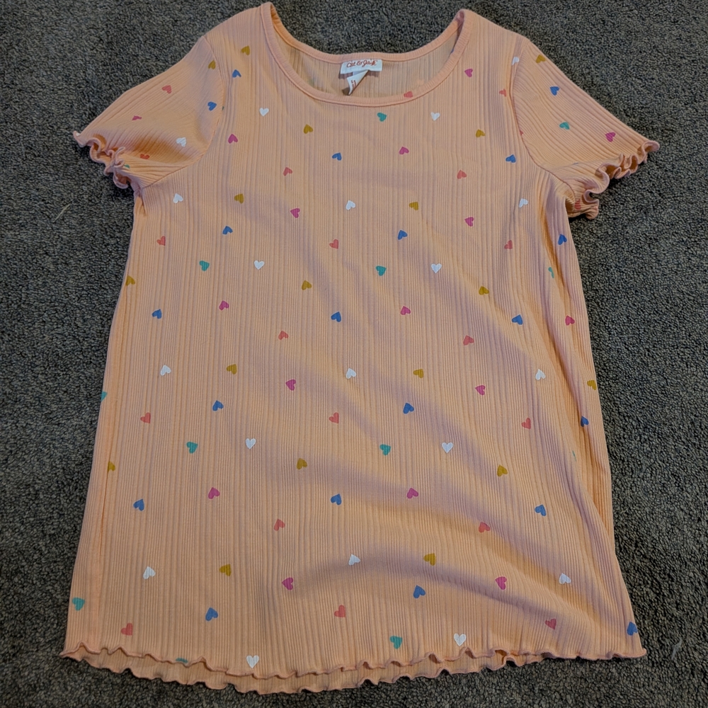 Cat & Jack Peach Tee with Heart Accents
